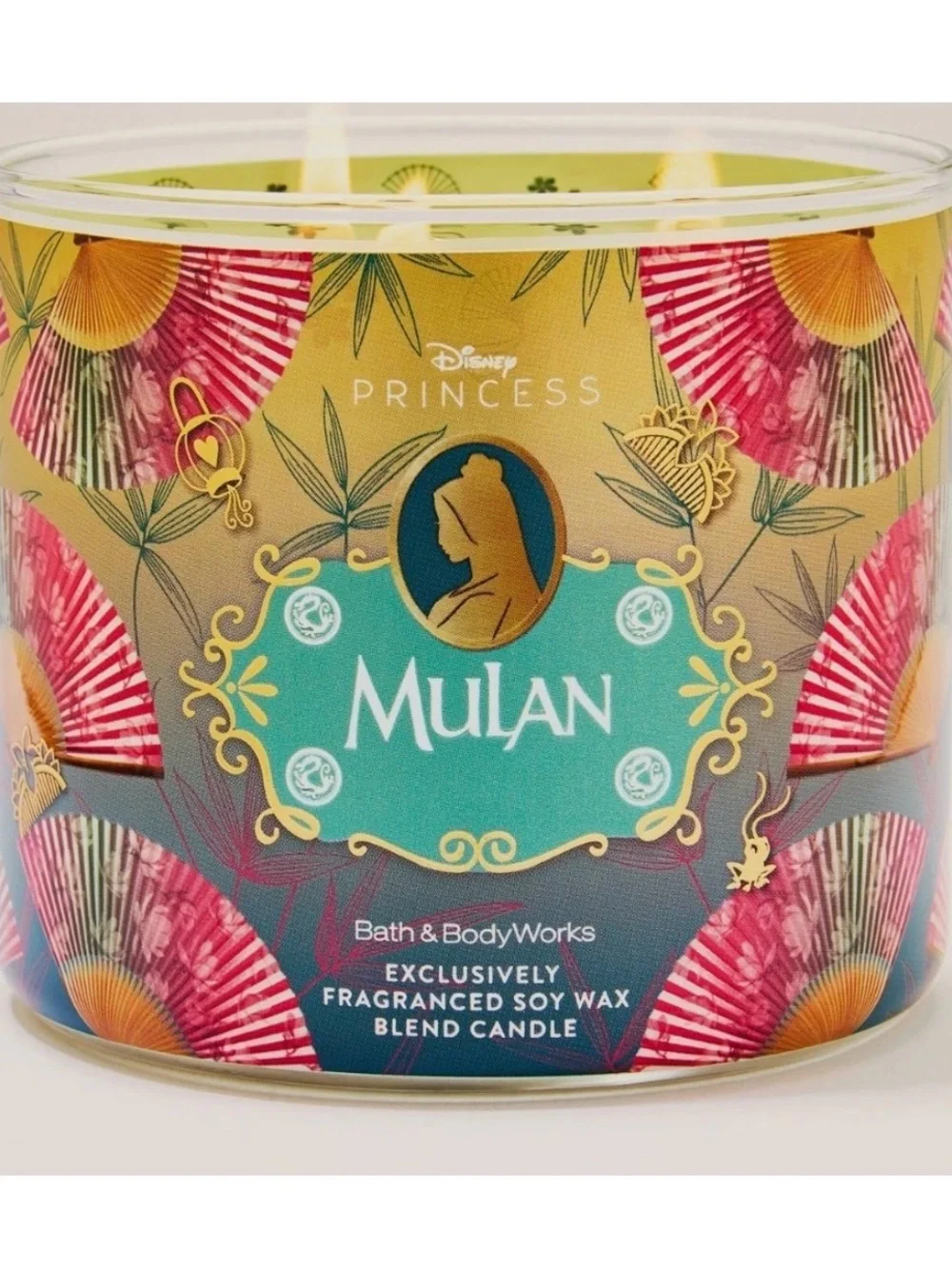 NEW! Bath & Body Works Disney Princess Mulan 3-Wick Candle w Crown Embossed Lid